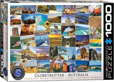 Globetrotter Australia palapeli 1000 palaa on kanadalaisen palapelimerkki Eurographicsin valmistama maisemapalapeli. Kuvaan on koottu valokuvia eri puolilta Australiaa.