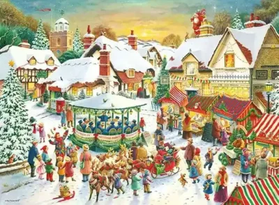 Christmas collection palapeli 500 palaa on Ravensburgerin joulupalapeli, jonka pakkauksessa on kaksi 500 palan joulupalapeliä. Tässä kuvassa ihmiset ovat kokoontuneet laulamaan joululauluja.