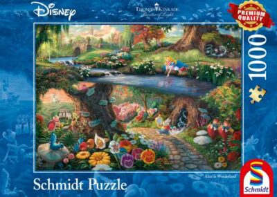 Disney Alice in Wonderland palapeli 1000 palaa on Thomas Kinkade Studios kuvittama Disney-palapeli, jossa pääosassa Liisa ja Ihmemaan ystävät.