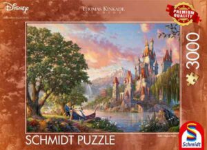 Belle's Magical Wordl palapeli 3000 palaa on Thomas Kinkade Studiosin kuvittama Disney-palapeli. Kuvassa Belle ja Hirviö astuvat veneestä.