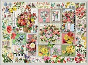 Bouquets palapeli 1000 palaa on ranskalaisen Grafikan kukkapalapeli. Kuvassa Barbara Behrin kuvittamat kukkakimput viehättävänä vintage-tyylisenä kollaasina.