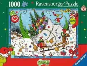 The Grinch palapeli 1000 palaa on Ravensburger syksyn joulu-uutuus. Joulupalapelissä Grinch seikkailee hauskassa piirroskuvituksessa, jossa on selkeät värit ja rajat vaikka yhdessä perheen kanssa koottavaksi.