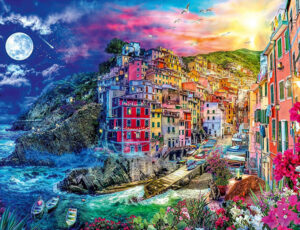 Colourful Cinque Terre palapeli 2000 palaa on Ravensburgerin syksyn 2024 uutuus.  2000 palan palapelissä yhdistyy ihanat värit, italialaisen kylän värikkäät rakennukset ja jylhät kalliot. 