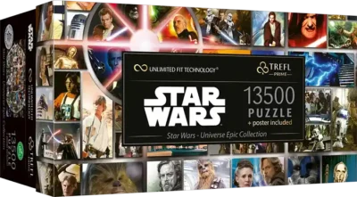 Star Wars Universe Epic collection palapeli 13500 palaa on kollaasipalapeli Tähtien sodan ystäville. Palat on pakattu yhdeksään erilliseen pussiin, joten yhden pussin sisältö on 1500 palaa. Mukana tulee juliste palapelistä.