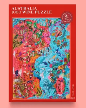 Water & Wines Australia palapeli 1000 palaa Wine Puzzle: Tutustu australialaisten viinien maailmaan tällä upealla Australian viineistä kertovalla palapelillä. Koko 48 x 68 cm.