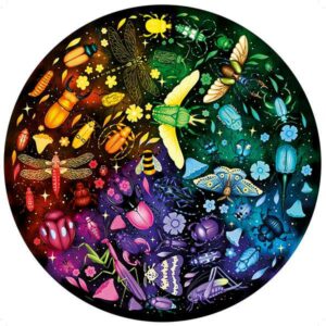 Circle Colors Insectes palapeli 500 palaa on Ravensburgerin pyöreä palapeli. Kuvassa hyönteiset ovat vallanneet pyöreän palapelin pinnan.