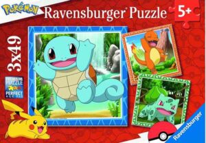 Pokemon palapeli 3x49 palaa on Ravensburgerin kolmen palapelin pakkaus. Yhden palapelien koko 21 x 21 cm.