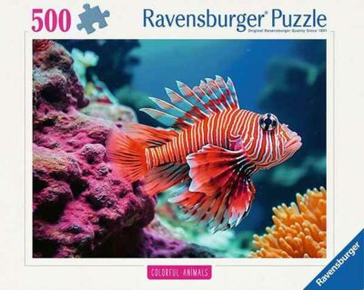 Red Lionfish palapeli 500 palaa on Ravensburgerin vuoden 2025 uutuus, jossa värikäs kala nimeltään siipisimppu.