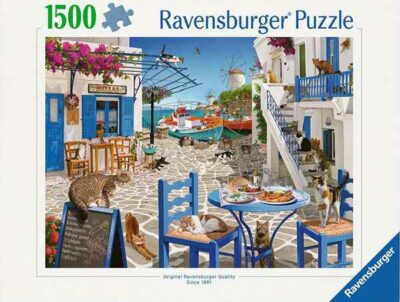 Cats Of Mykonos palapeli 1500 palaa on Ravensburgerin vuoden 2025 uutuus. 