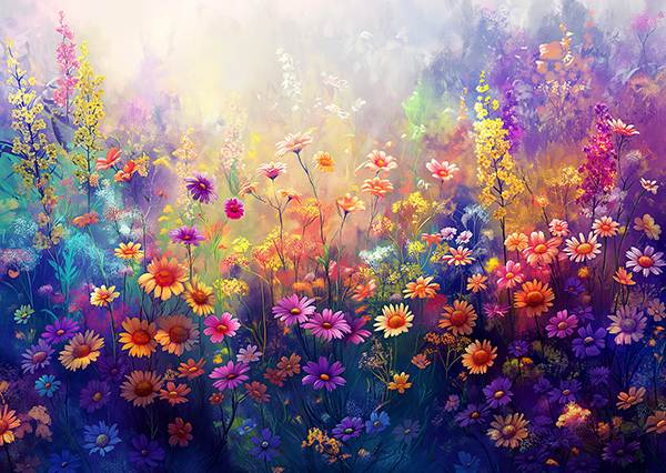 Flowering Glade -palapeli 1000 palaa on Enjoy Puzzlen kukkapalapeli.