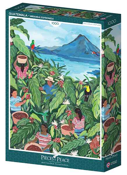 Guatemala-palapeli 1000 palaa on ranskalaisen Pieces & Peacen palapeli. Miranda Sofroniou'n kuvittamassa palapelissä guatemalaiset keräävät kahvin papuja.