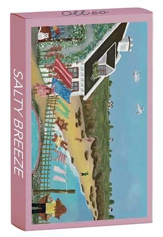 Salty Breeze 99 palaa minipalapeli, jossa nautitaan kesälomasta. Nainen ripustaa pyykkejä lempeässä merituulessa.