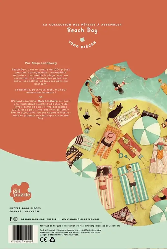 Mon Joli Beach Day palapeli 1000 palaa vie sinut rantaelämään. piirrospalapeli