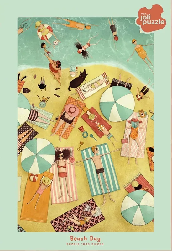 Mon Joli Beach Day palapeli 1000 palaa vie sinut rantaelämään. piirrospalapeli