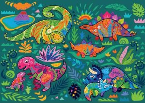 Yazz Dinosaurs palapeli 1000 palaa on värikäs aikuisten dinosaurus-palapeli.