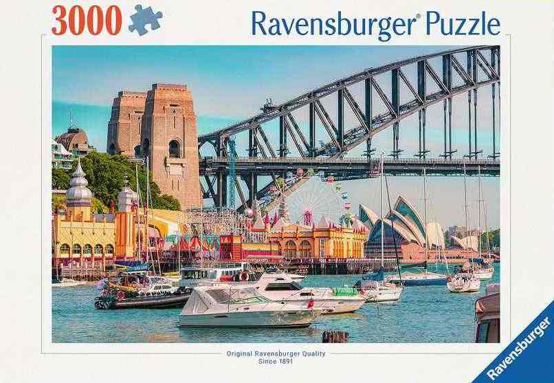 Secret Sydney palapeli 3000 palaa on Ravensburgerin Australia-aiheinen palapeli, jossa valokuvamaisema Sydneystä. 3000 palan palapeli