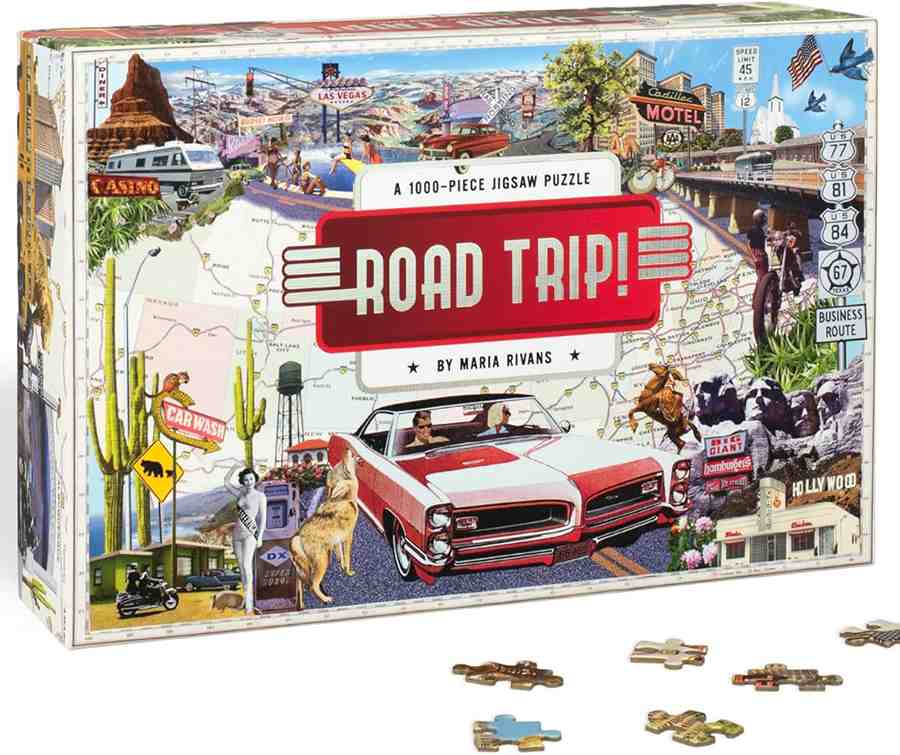 Road trip palapeli 1000 palaa on Skittledogin nostalginen road tip -matka halki Amerikan.