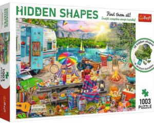 Motorhome Trip palapeli 1000 palaa on Hidden Shapes -palapeli, jossa palapelin sisällä on kymmenen muotopalapeliä.