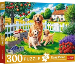 Dogs in the Countryside on 300 palan palapeli, jossa lämminhenkinen koira-aiheinen kuvitus koirat palapeli