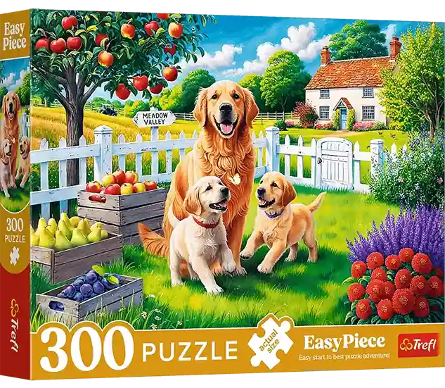 Dogs in the Countryside on 300 palan palapeli, jossa lämminhenkinen koira-aiheinen kuvitus koirat palapeli