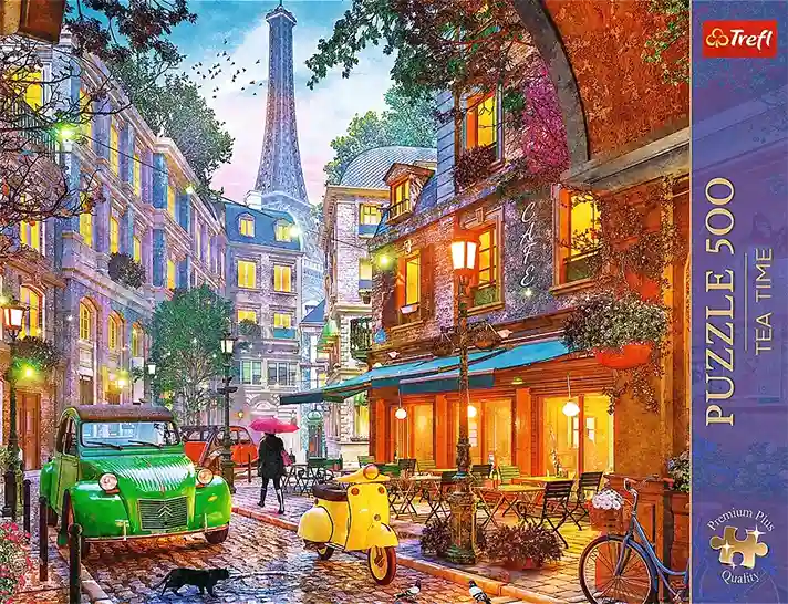 Café in Paris palapeli kuuluu Treflin Premium Plus Quality ‑sarjaan ja Tea Time ‑kokoelmaan Pariisi 500 palan palapeli