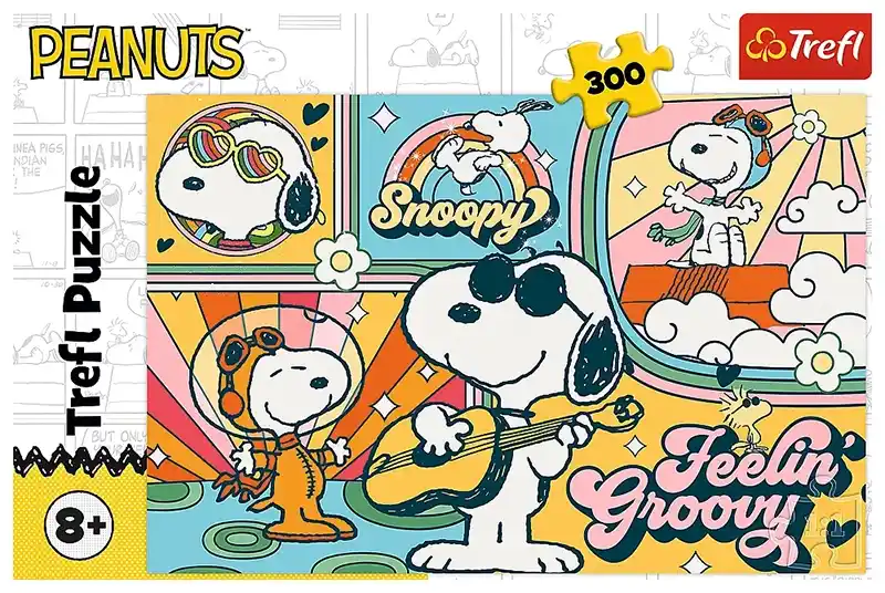 The Funny world of Peanuts palapeli on 300 palan palapeli, joka sopii helppoa ja nopeasti valmistuvaa koottavaa etsivälle. snoopy palapeli