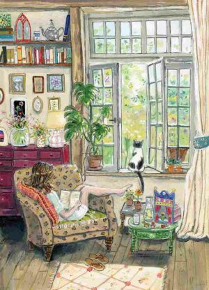 Eurographics Pure Happiness palapeli 500 XL palaa kutsuu rauhalliseen ja kodikkaaseen hetkeen. Taiteilija Gwen van Knippenberg