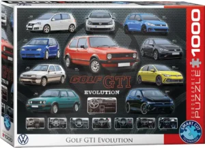 VW Golf GTI Evolution on 1000 palan palapeli, joka kokoaa yhteen Golf GTI ‑legendan eri sukupolvet yhdeksi näyttäväksi kokonaisuudeksi VW palapeli